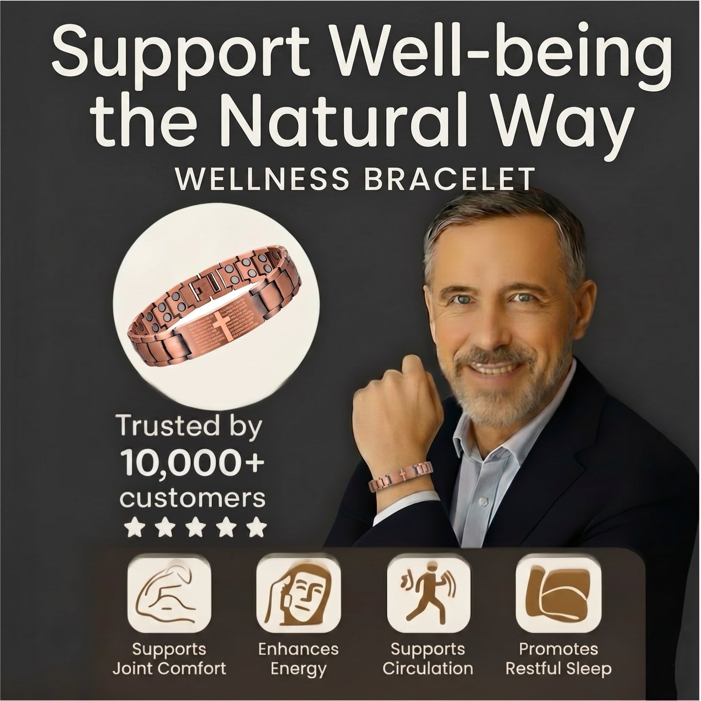 piece of men's copper magnetic bracelet