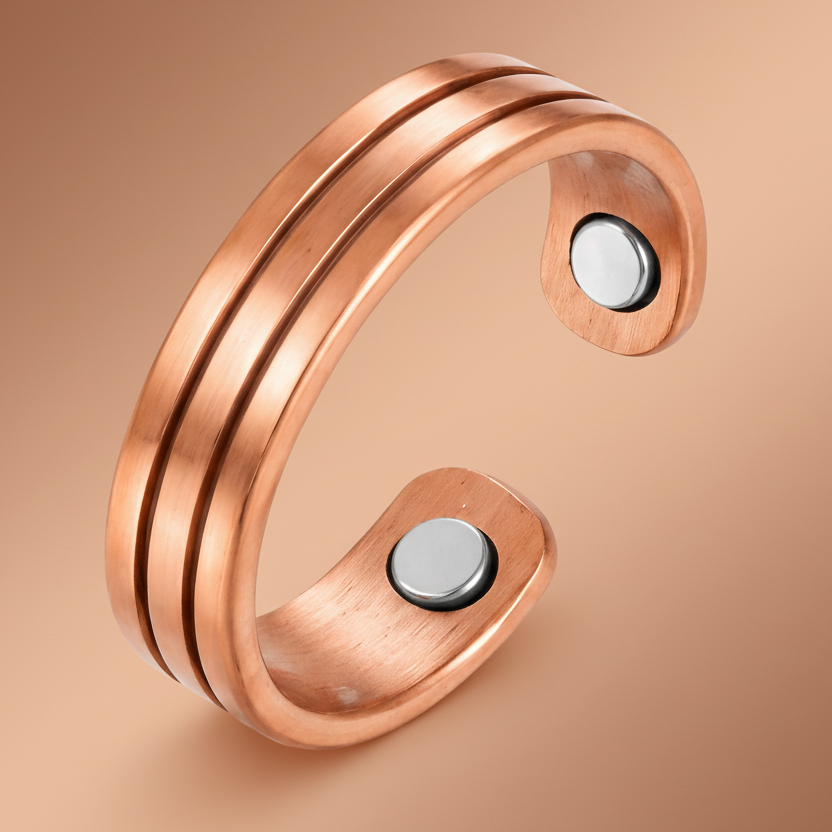 Sukiki men's adjustable copper ring shown as a small jewellery gift detail