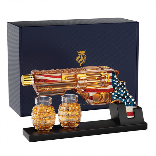 Sukiki  Flag Whiskey Decanter Sets with Grenade Shot Glasses