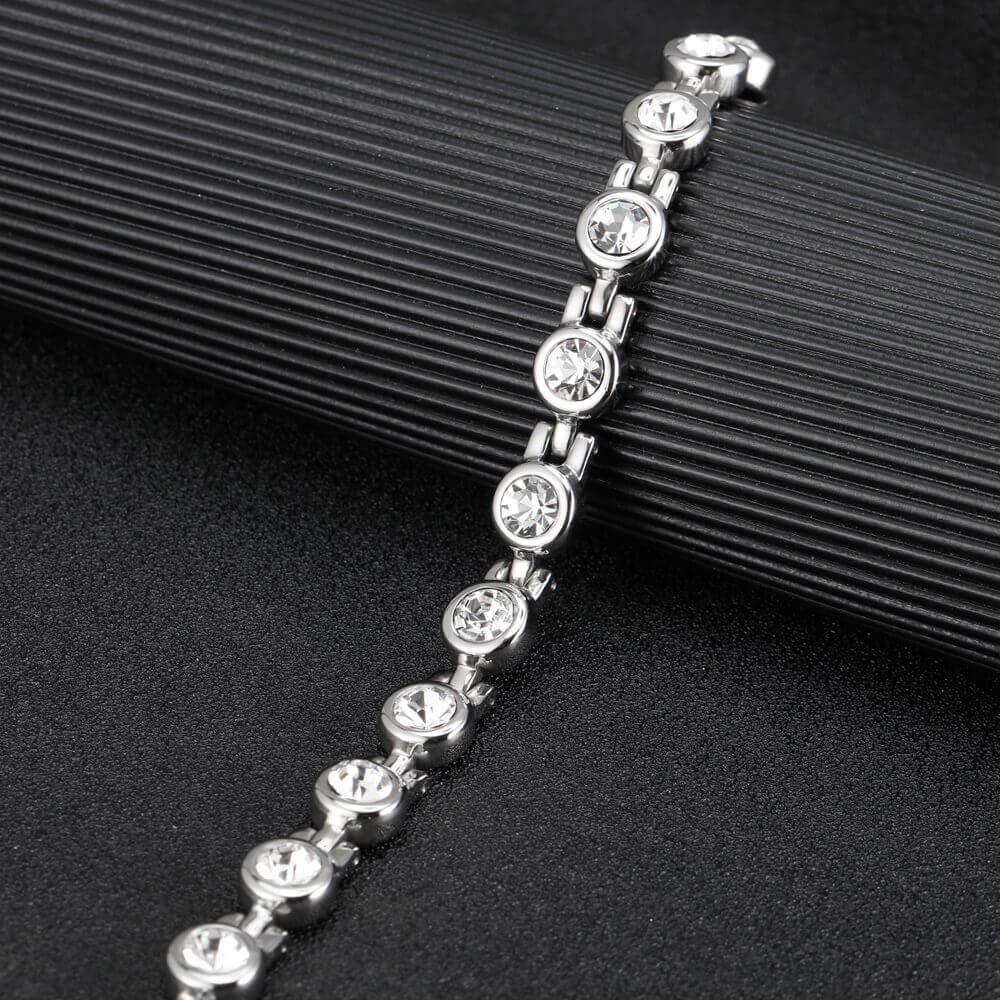 Ladies Laguna White Crystal Magnetic Bracelet