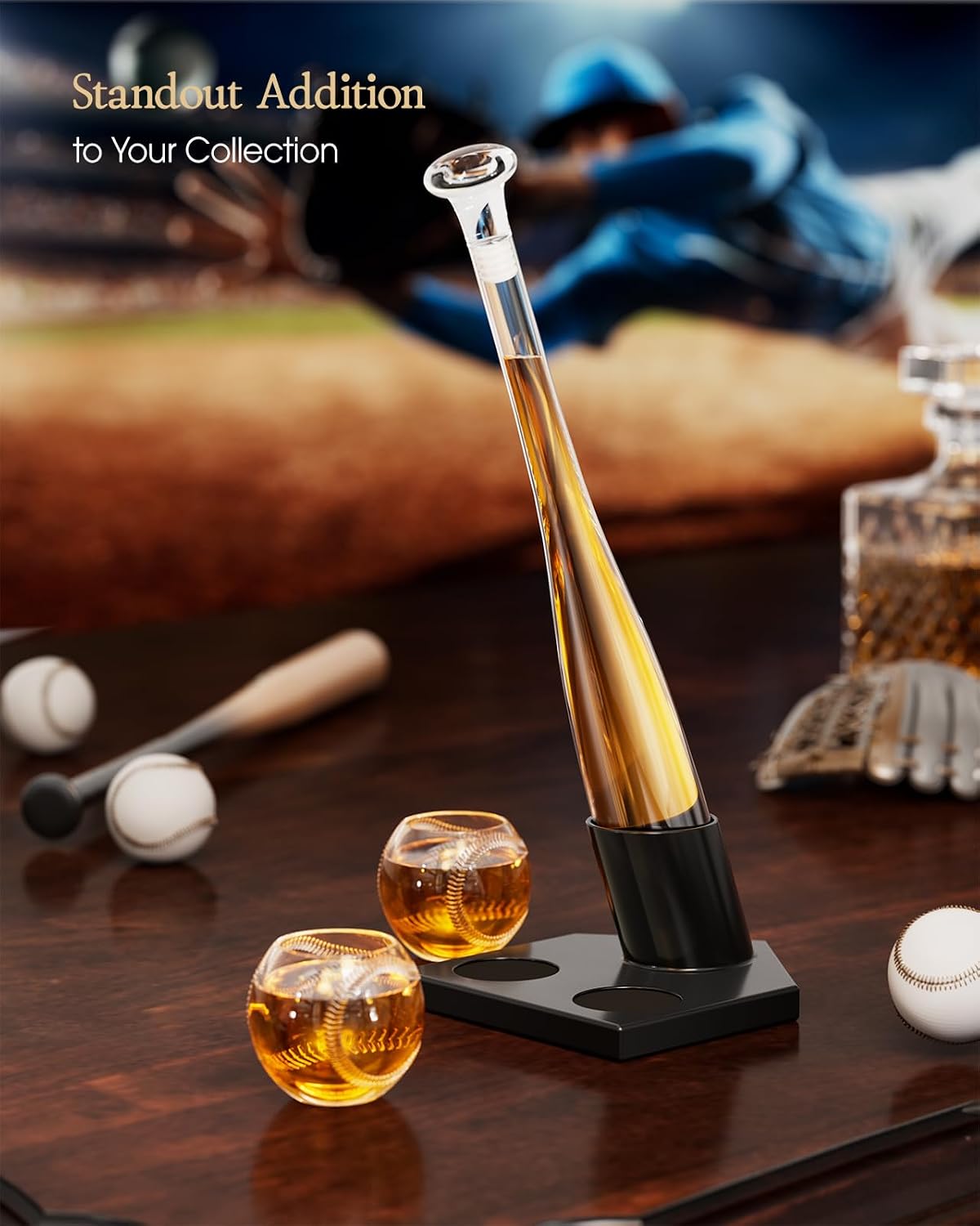 Sukiki Baseball Bat  20 Oz Whiskey Decanter Set, Gift for Men, Coach, Boyfriend