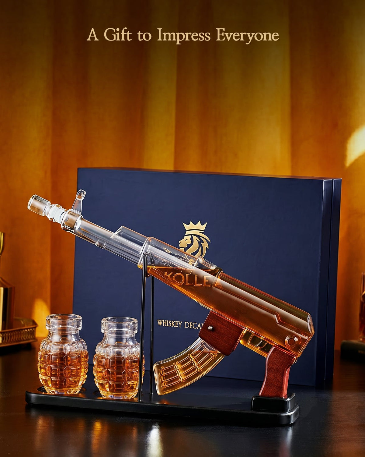 Sukiki  AK-47 Gun Whiskey Decanter Set - Perfect Gift for Dad & Men