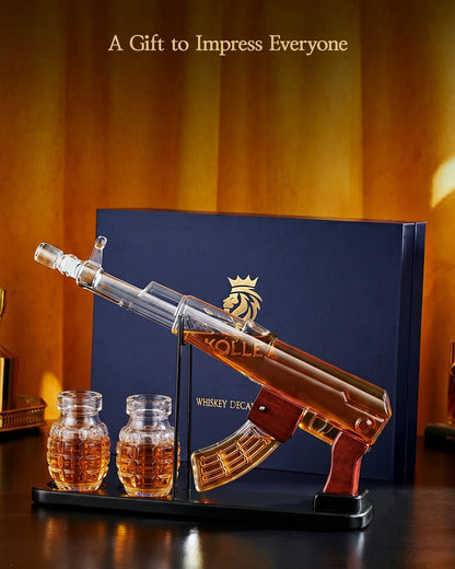 Sukiki  AK-47 Gun Whiskey Decanter Set - Perfect Gift for Dad & Men