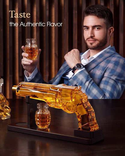 Sukiki  Ace Whiskey Decanter Sets for Men, Whiskey Decanter Gift Set