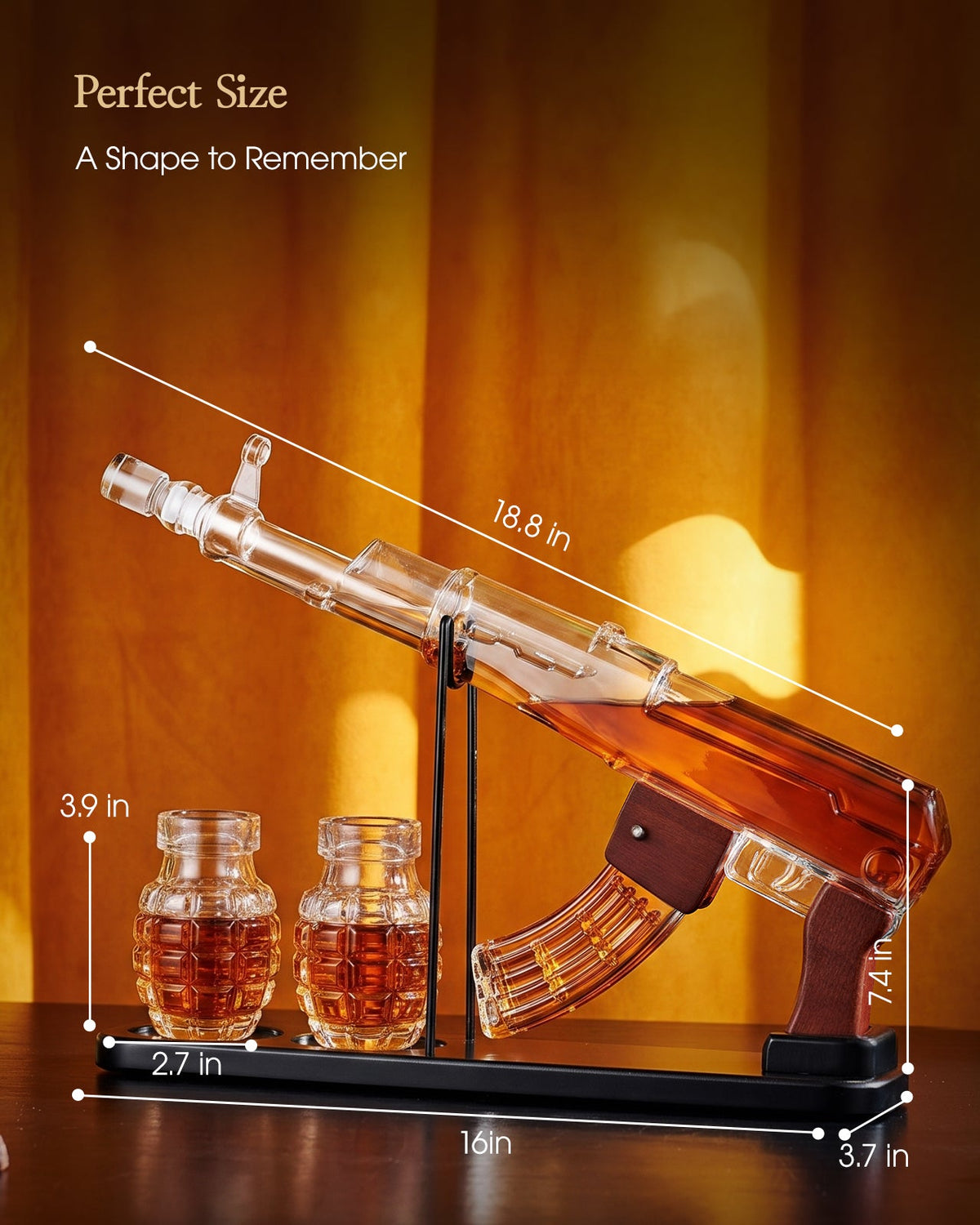 Sukiki  AK-47 Gun Whiskey Decanter Set - Perfect Gift for Dad & Men