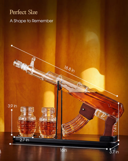 Sukiki  AK-47 Gun Whiskey Decanter Set - Perfect Gift for Dad & Men