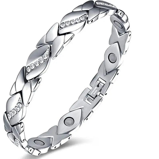 Ladies Titanium Magnetic Bracelet - Two Tone Gold