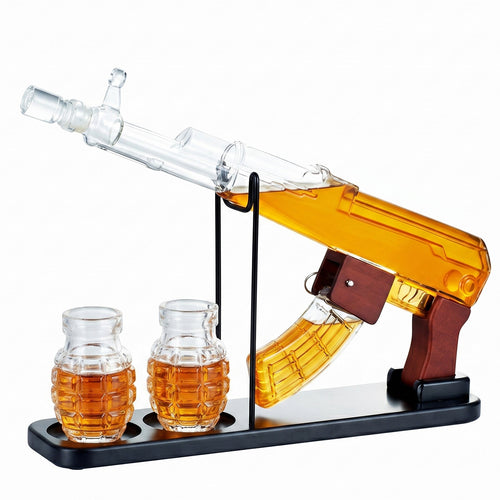 Sukiki  AK-47 Gun Whiskey Decanter Set - Perfect Gift for Dad & Men