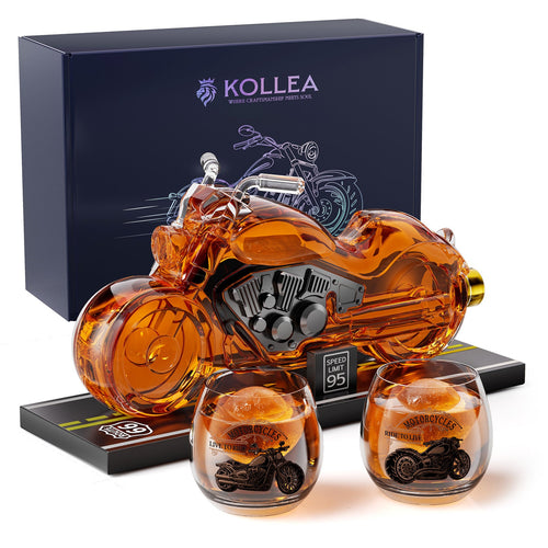 Sukiki Motorcycle Whiskey Decanter Gift Set with 2 Glasses