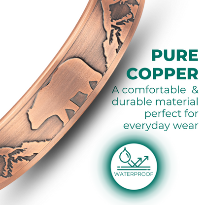 Mens Copper Magnetic Bangle Bracelet Bear New Design