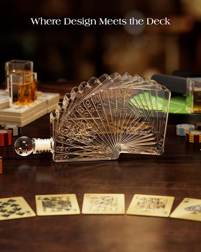 Sukiki Blackjack 37.2 Oz Whiskey Decanter Set with 4 Ace Glasses
