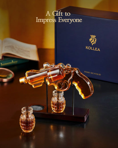 Sukiki Novelty Whiskey Decanter Gift Set with 2 Grenade Glasses for Men