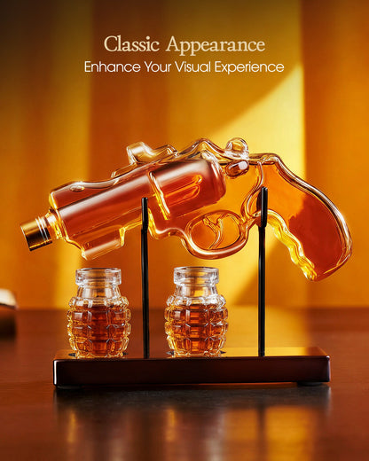 Sukiki Novelty Whiskey Decanter Gift Set with 2 Grenade Glasses for Men