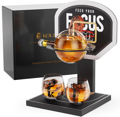 Sukiki Basketball Whiskey Decanter Set with 2 Glasses - Black
