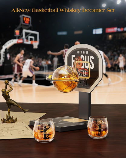 Sukiki Basketball Whiskey Decanter Set with 2 Glasses - Black