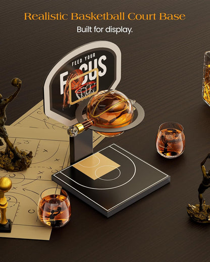 Sukiki Basketball Whiskey Decanter Set with 2 Glasses - Black