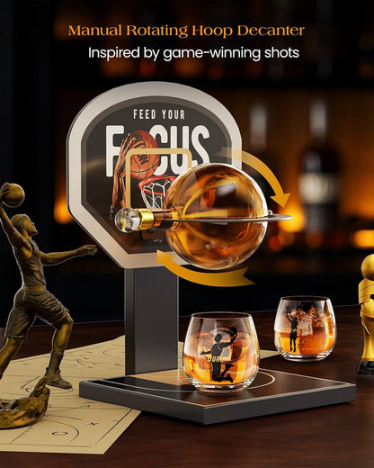 Sukiki Basketball Whiskey Decanter Set with 2 Glasses - Black