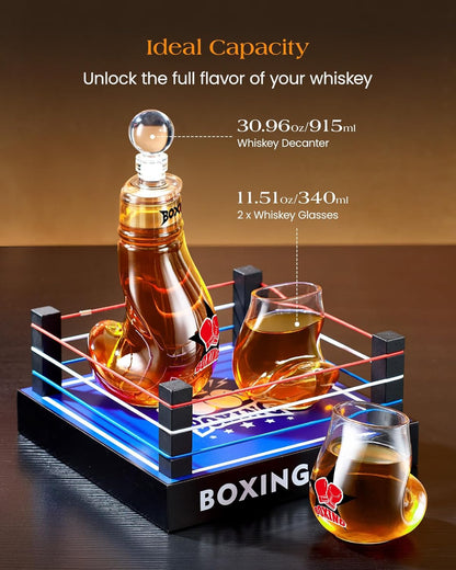 Sukiki  Boxing Whiskey Decanter Set - Black Letter