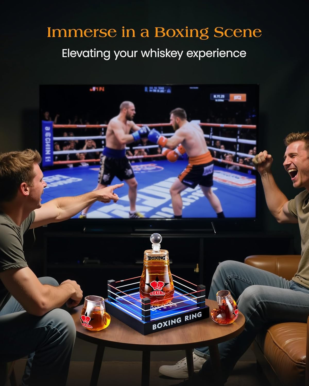 Sukiki  Boxing Whiskey Decanter Set - Black Letter