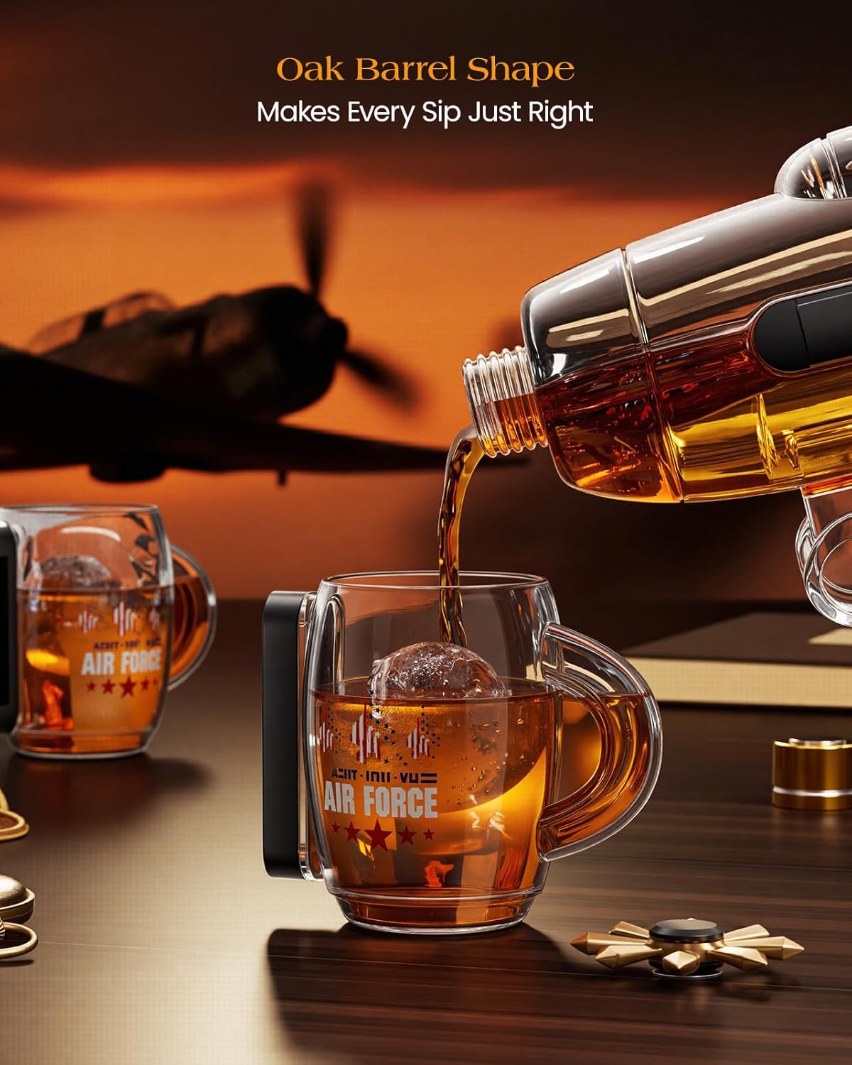 Sukiki  Fighter Aircraft Whiskey Decanter Set