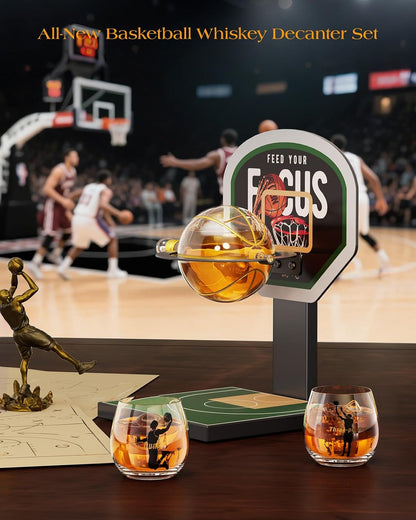 Sukiki Basketball Whiskey Decanter Set with 2 Glasses - Green