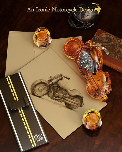 Sukiki Motorcycle Whiskey Decanter Gift Set with 2 Glasses