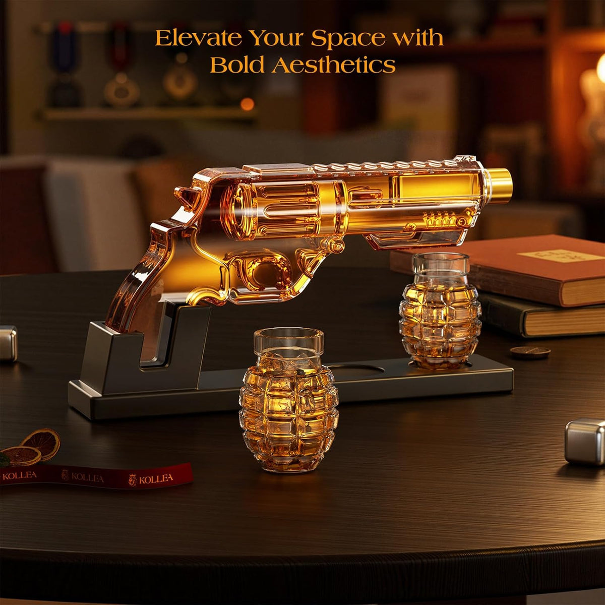 Sukiki Whiskey Decanter Set with Grenade Shot Glasses