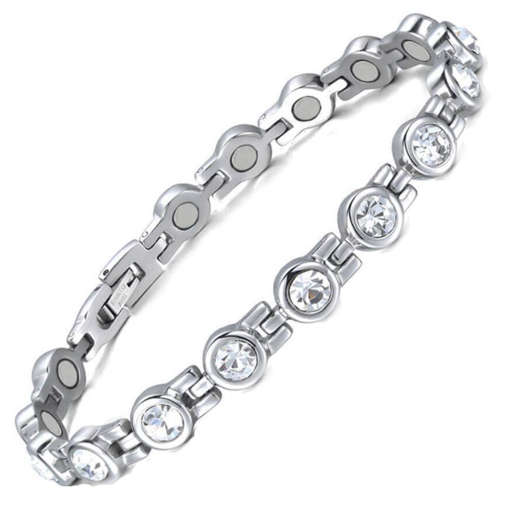 Ladies Laguna White Crystal Magnetic Bracelet