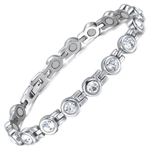 Ladies Laguna White Crystal Magnetic Bracelet