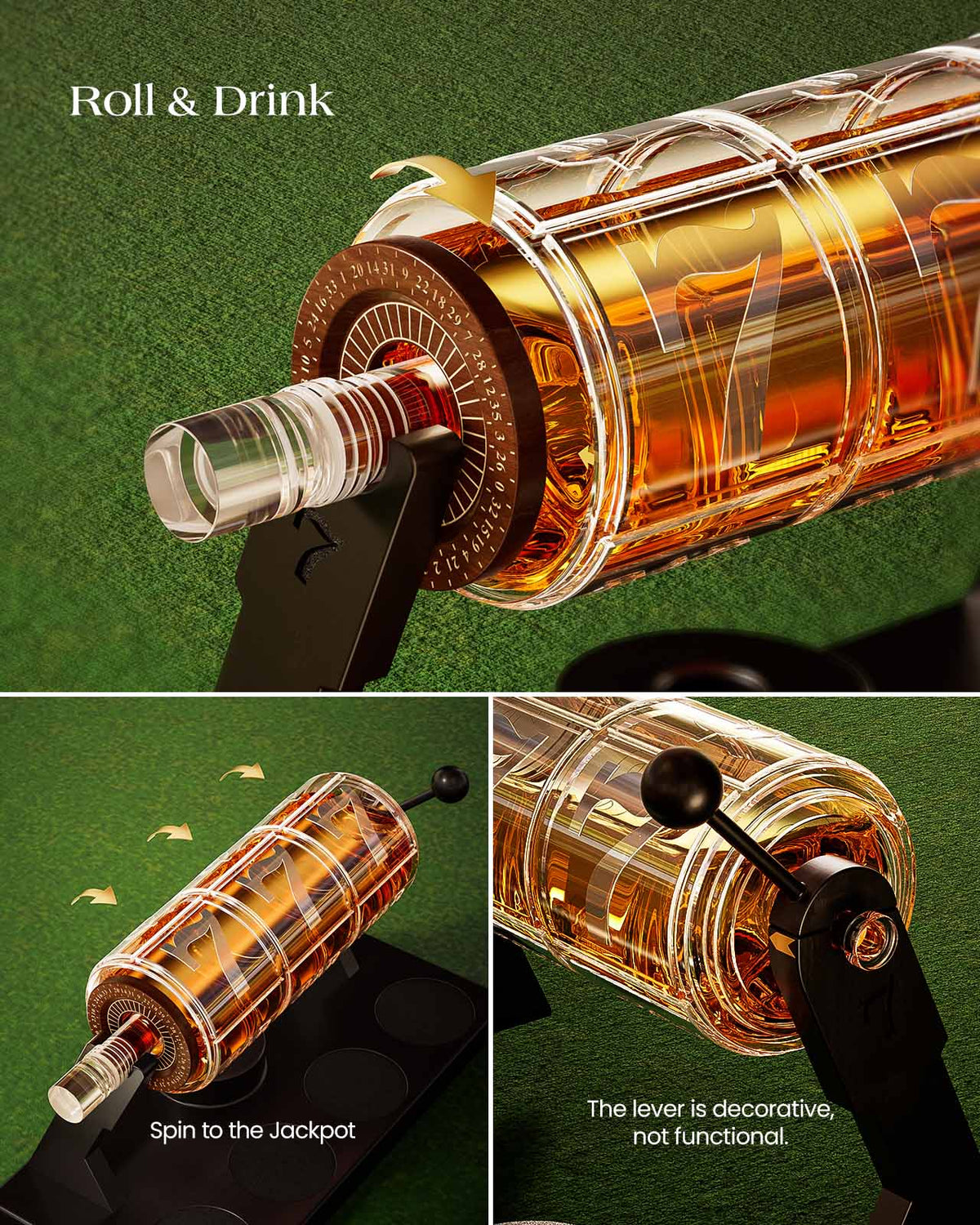 Sukiki Slot Whiskey Decanter Set for Men, 50.7 Oz Whiskey Decanter Set with 4 Glasses