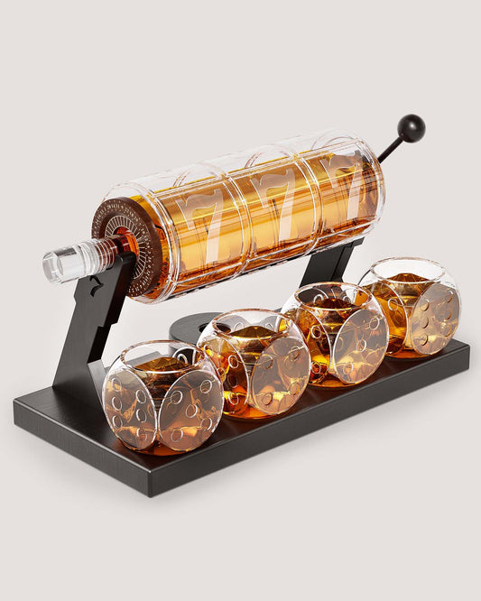 Sukiki Slot Whiskey Decanter Set for Men, 50.7 Oz Whiskey Decanter Set with 4 Glasses
