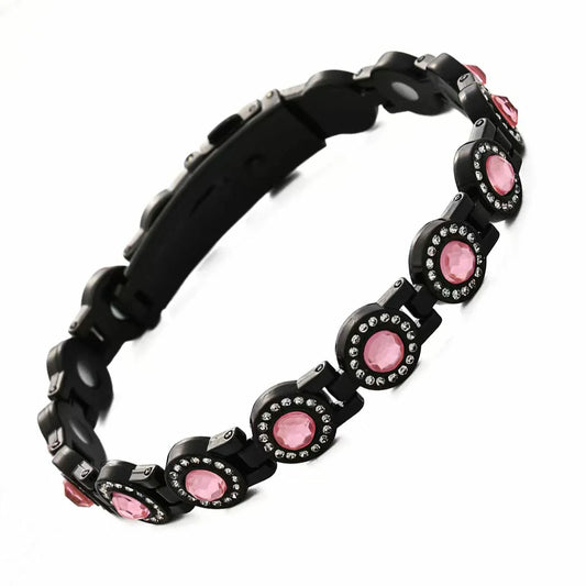 Ladies Magnetic Bracelet Double Row Magnets - Titanium