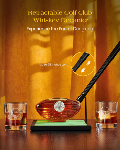 Sukiki 29 Oz Golf Club Whiskey Decanter with Golf Ball Shot Glasses, Golf Themed Liquor Decanter Set for Men Husband Coaches Golfers, Unique Gift for Him