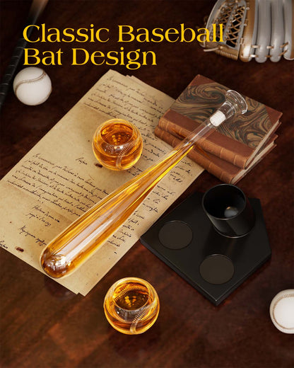 Sukiki Baseball Bat  20 Oz Whiskey Decanter Set, Gift for Men, Coach, Boyfriend